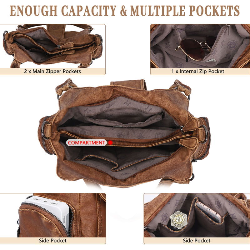Women's retro fashion multi-compartment large capacity hobo bag | angel kiss bag