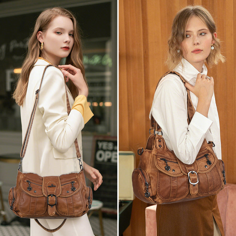 Women's retro fashion multi-compartment large capacity hobo bag | angel kiss bag