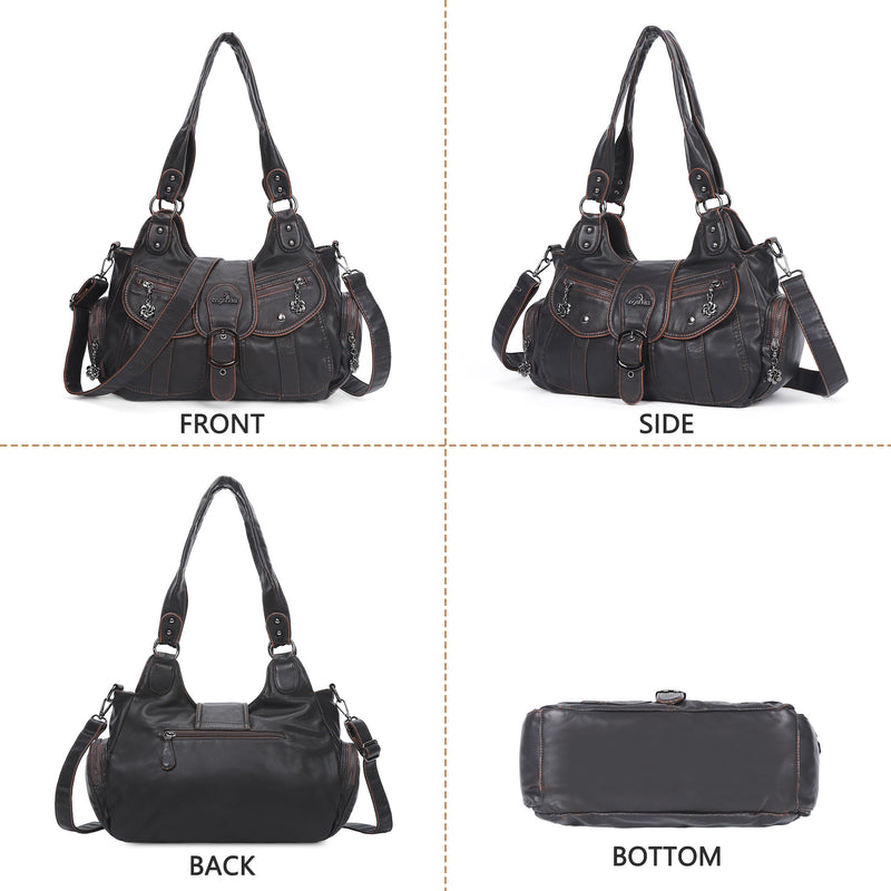 Women's retro fashion multi-compartment large capacity hobo bag | angel kiss bag