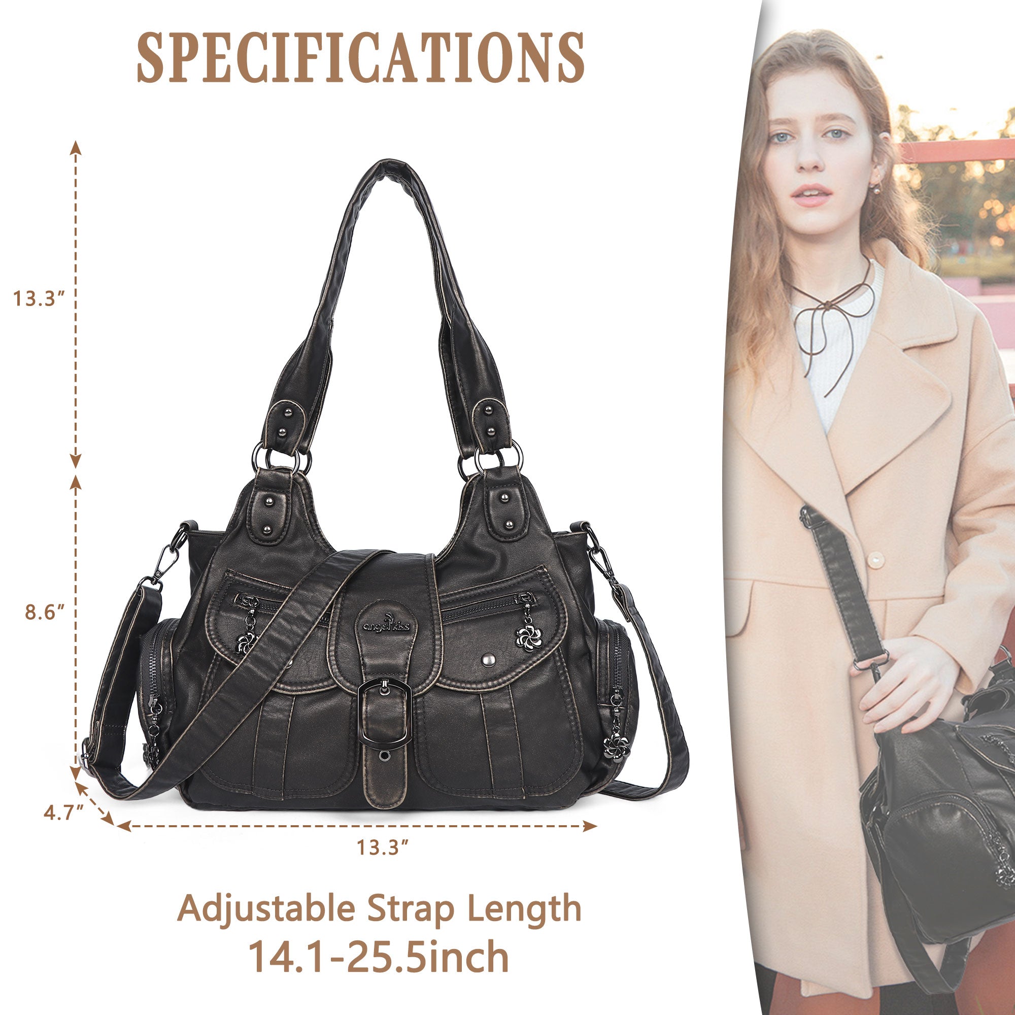 Women's Retro Fashion Multi-Compartment Large Capacity Hobo Bag