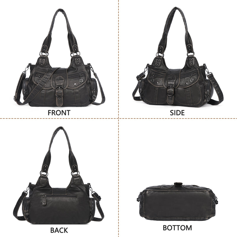 Women's retro fashion multi-compartment large capacity hobo bag | angel kiss bag