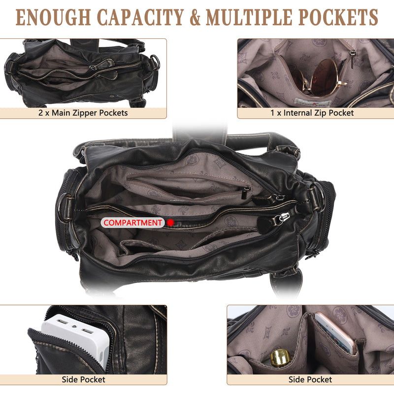 Women's retro fashion multi-compartment large capacity hobo bag | angel kiss bag