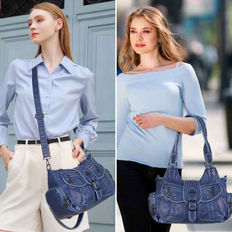 Women's retro fashion multi-compartment large capacity hobo bag | angel kiss bag