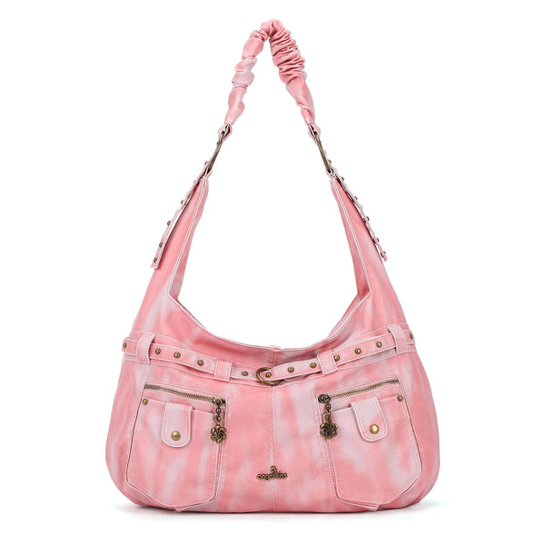 Vintage Vegan Leather Handbag – Multi-Pocket Shoulder Tote