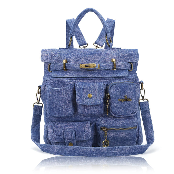 🎒 Angelkiss Denim Casual Backpack｜Vintage Meets Function for Urban Women