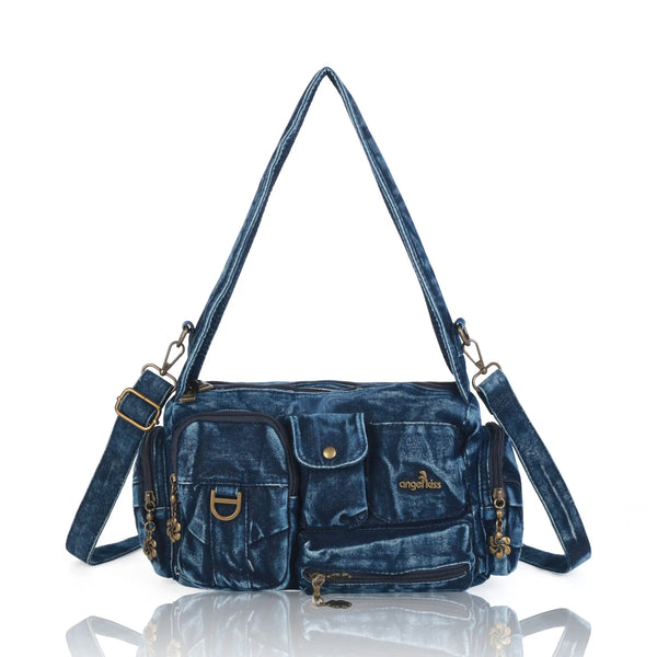 European Washed Denim Tote – 3-in-1 Handbag, Shoulder Bag & Wallet