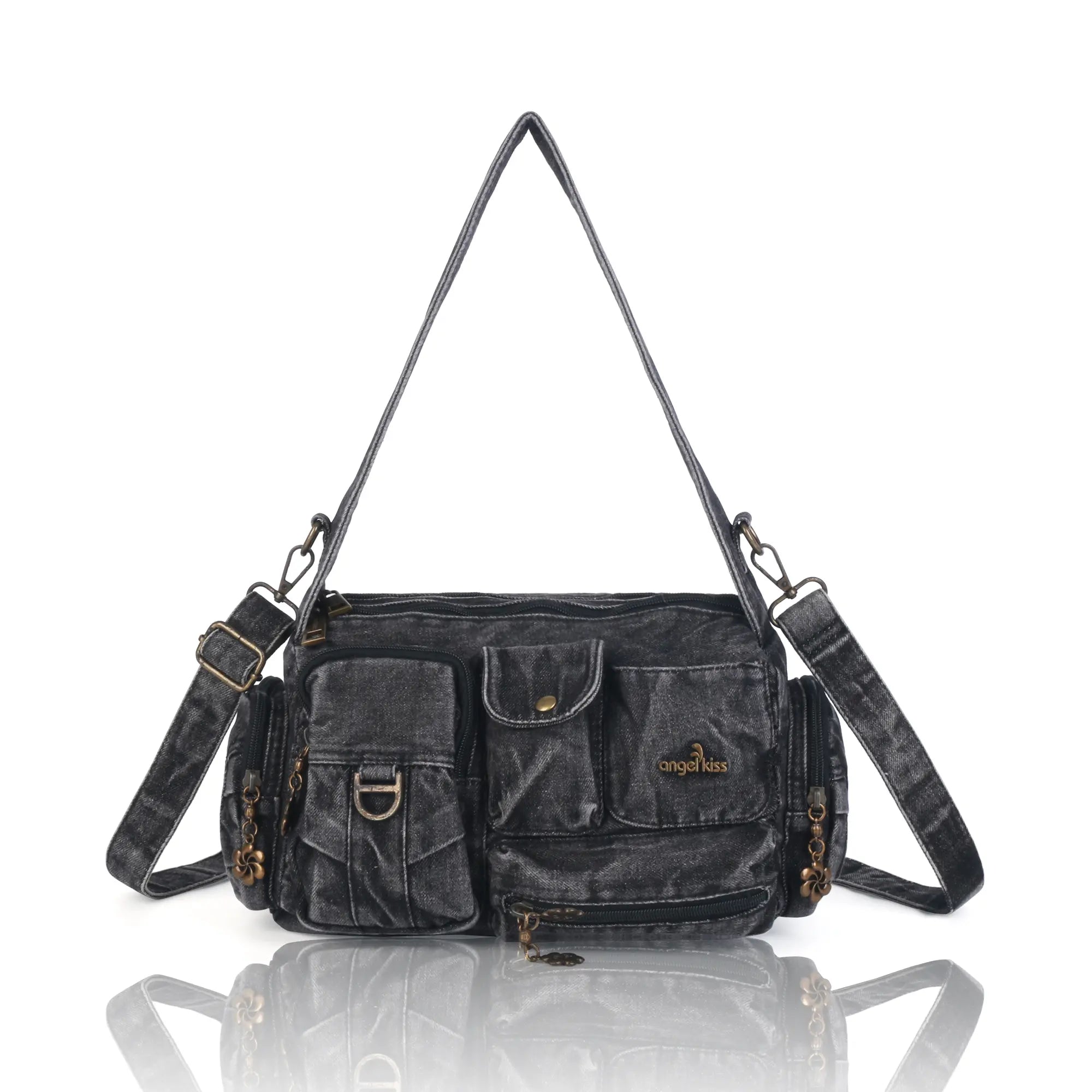 European Washed Denim Tote – 3-in-1 Handbag, Shoulder Bag &amp; Wallet