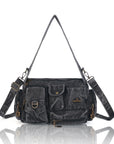 European Washed Denim Tote – 3-in-1 Handbag, Shoulder Bag & Wallet