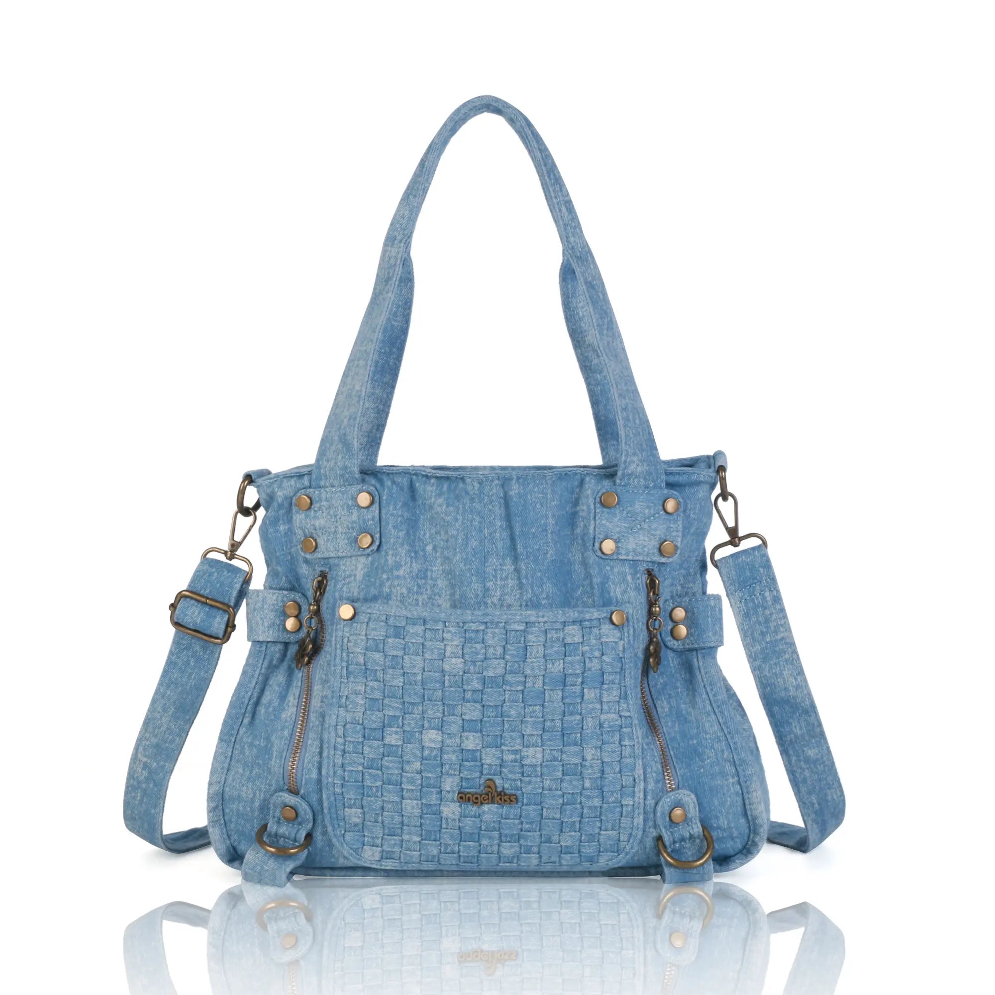 Vintage Washed Denim Shoulder Wallet – Retro Fashion Style
