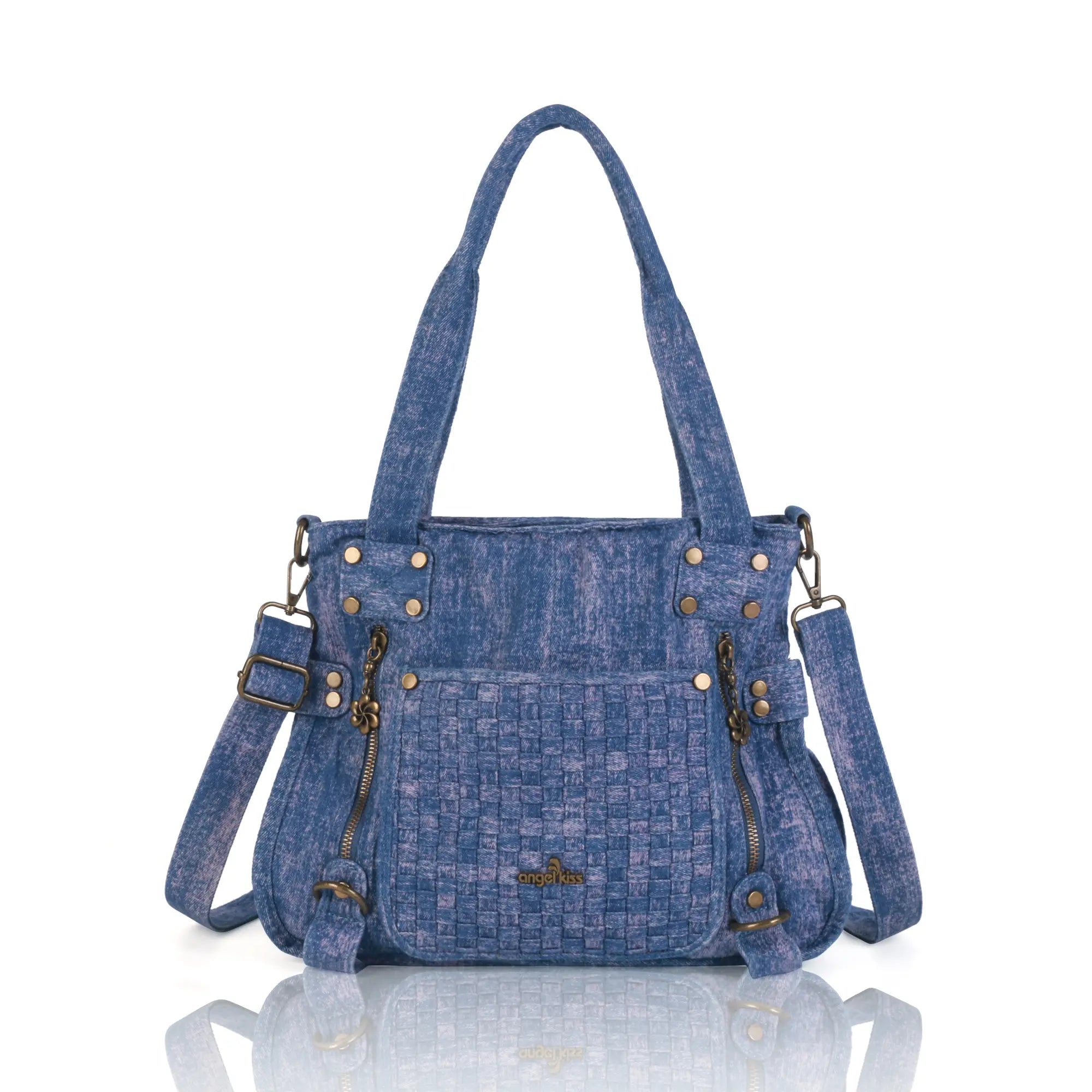 Vintage Washed Denim Shoulder Wallet – Retro Fashion Style