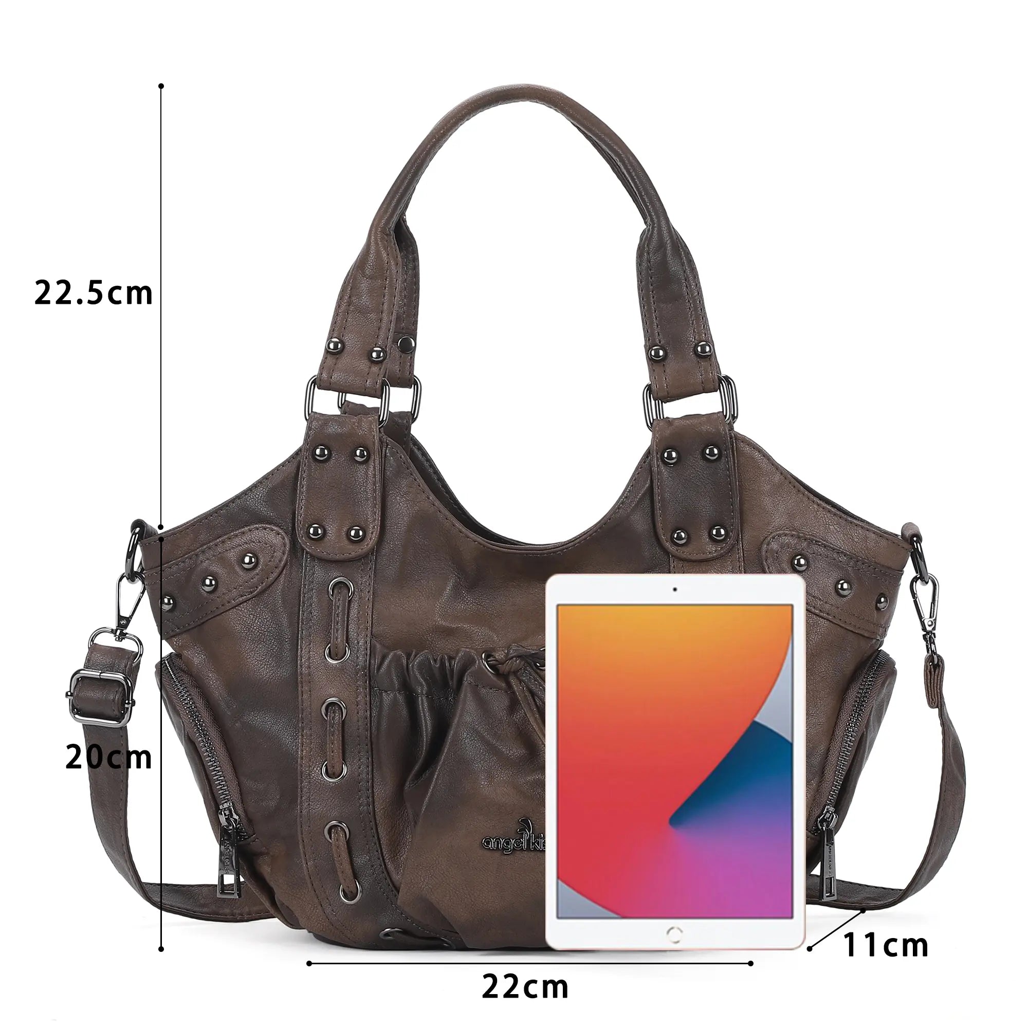 Classic Multi-Color Drawstring Rivet Vintage Shoulder Crossbody Bag