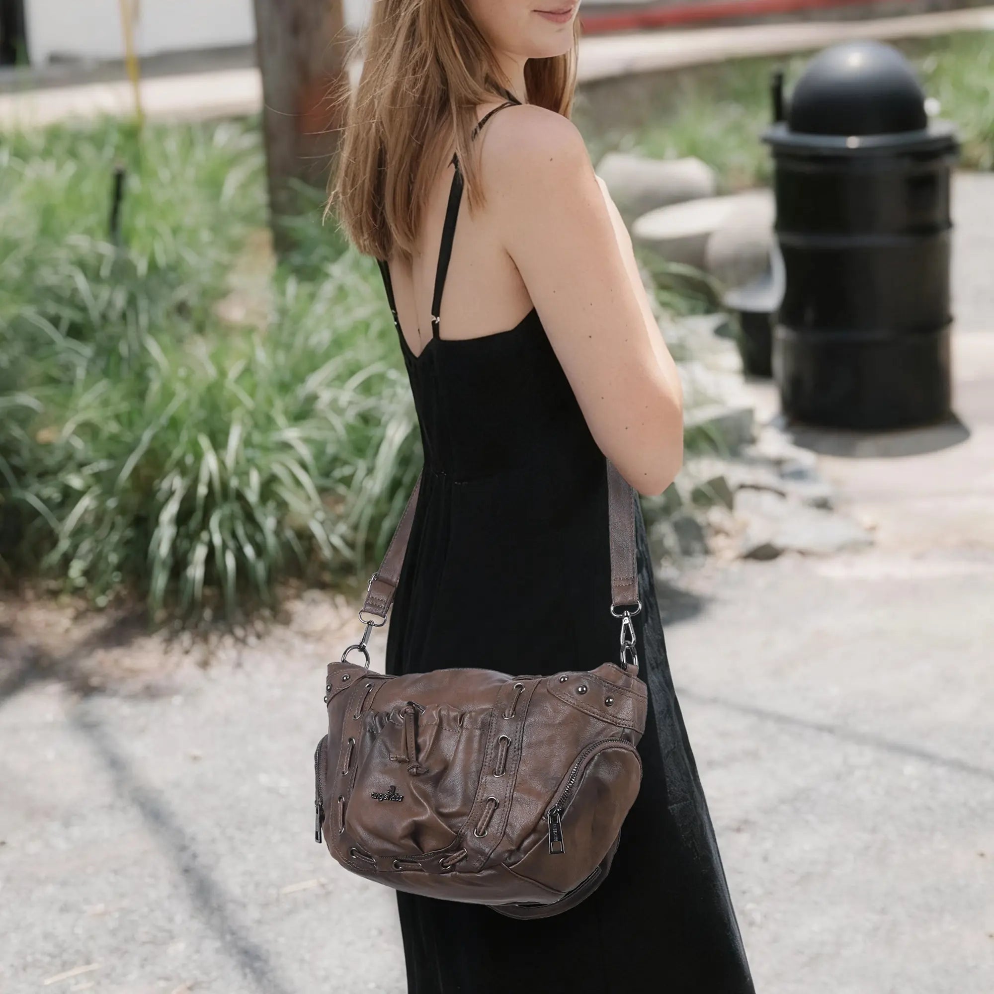 Classic Multi-Color Drawstring Rivet Vintage Shoulder Crossbody Bag