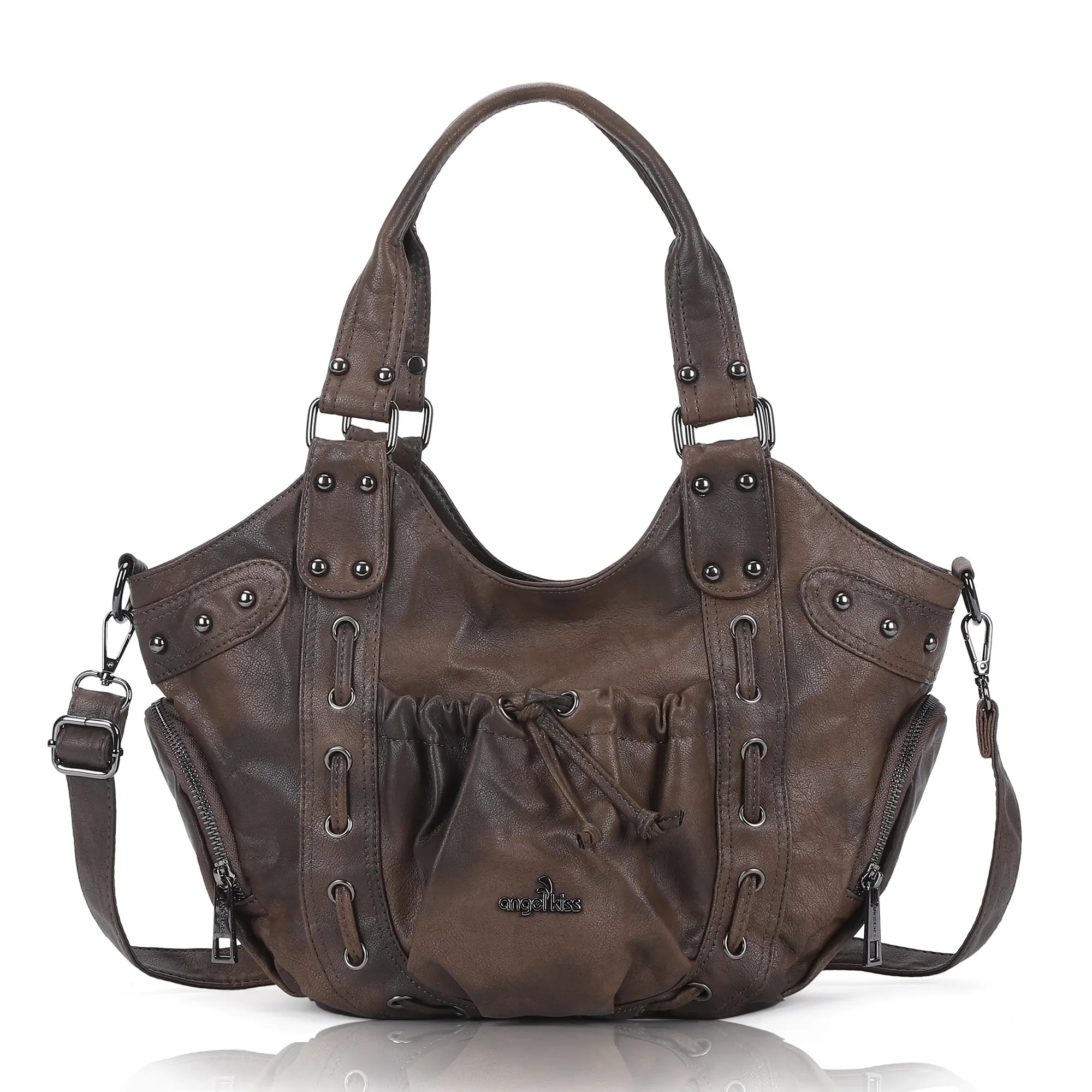 Classic Multi-Color Drawstring Rivet Vintage Shoulder Crossbody Bag