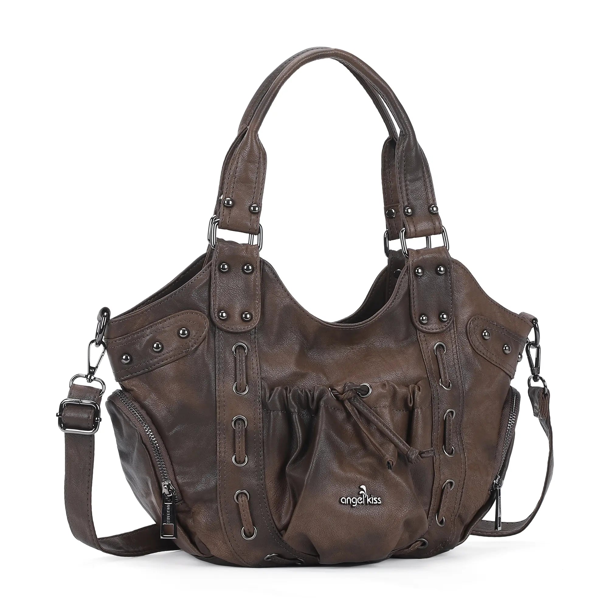 Classic Multi-Color Drawstring Rivet Vintage Shoulder Crossbody Bag