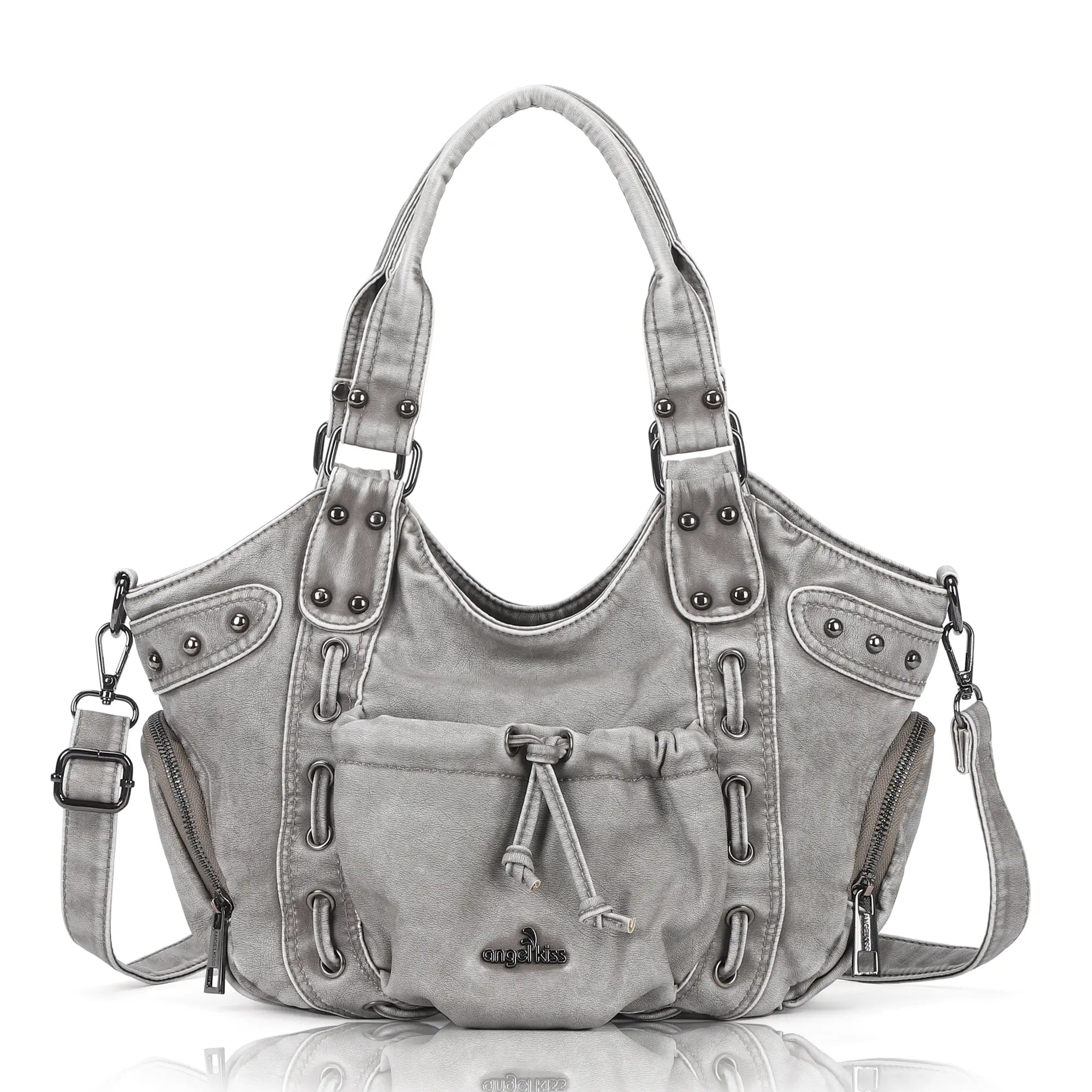 Classic Multi-Color Drawstring Rivet Vintage Shoulder Crossbody Bag