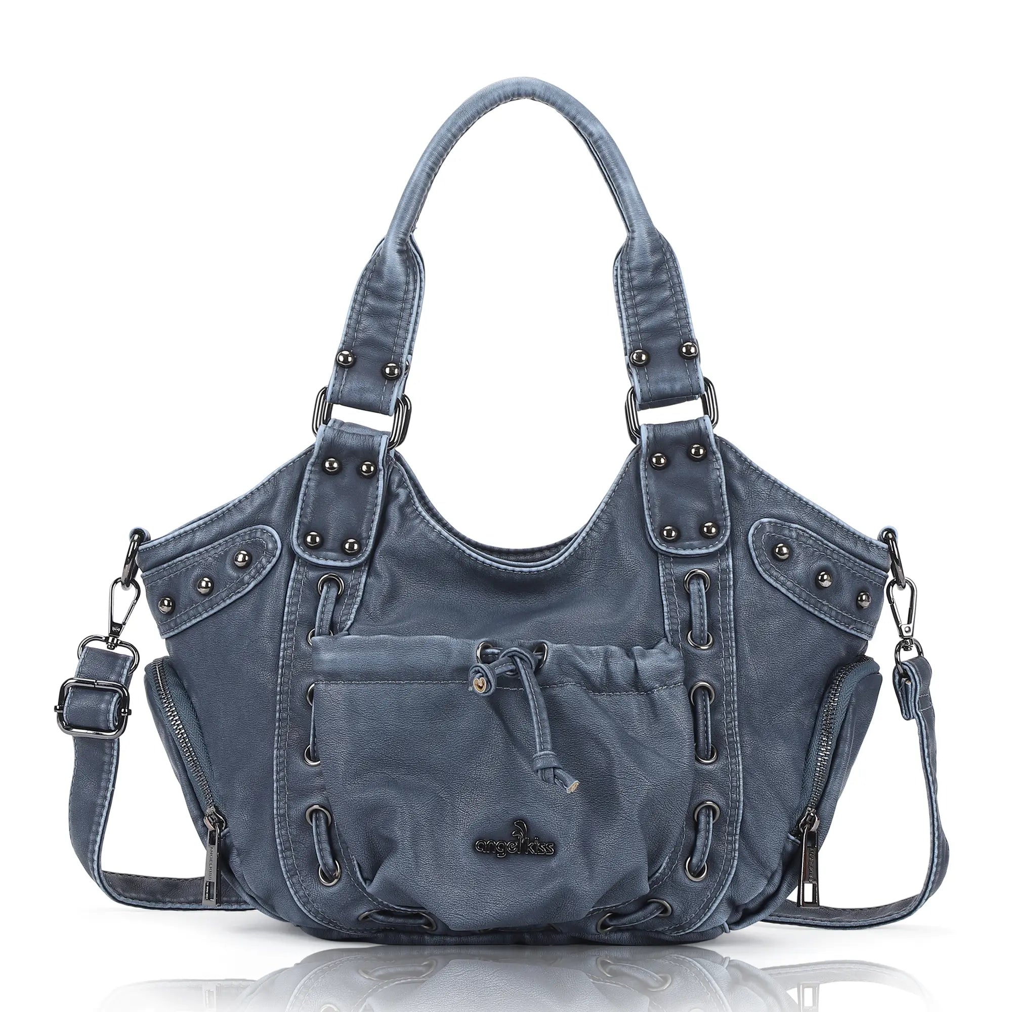 Classic Multi-Color Drawstring Rivet Vintage Shoulder Crossbody