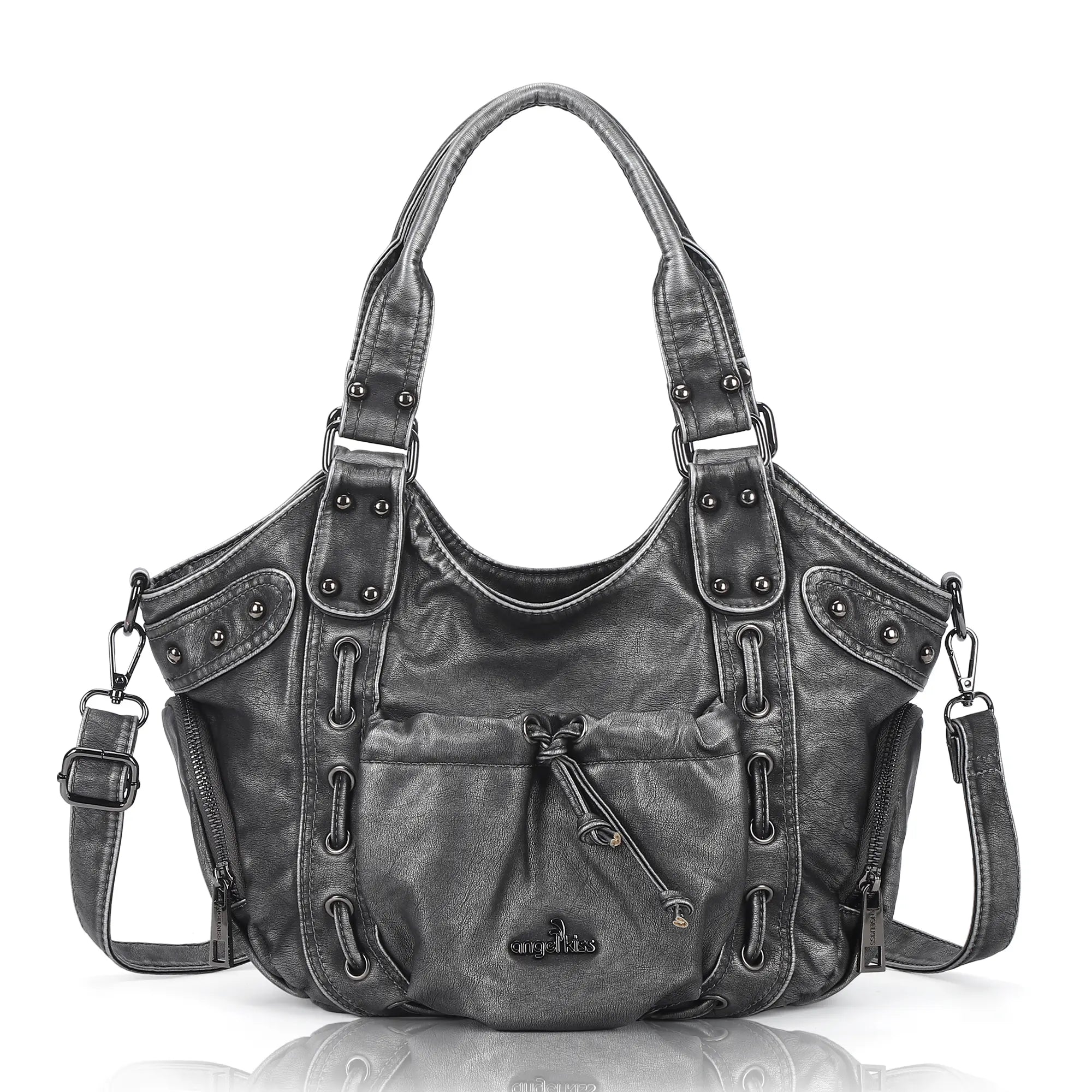 Classic Multi-Color Drawstring Rivet Vintage Shoulder Crossbody Bag