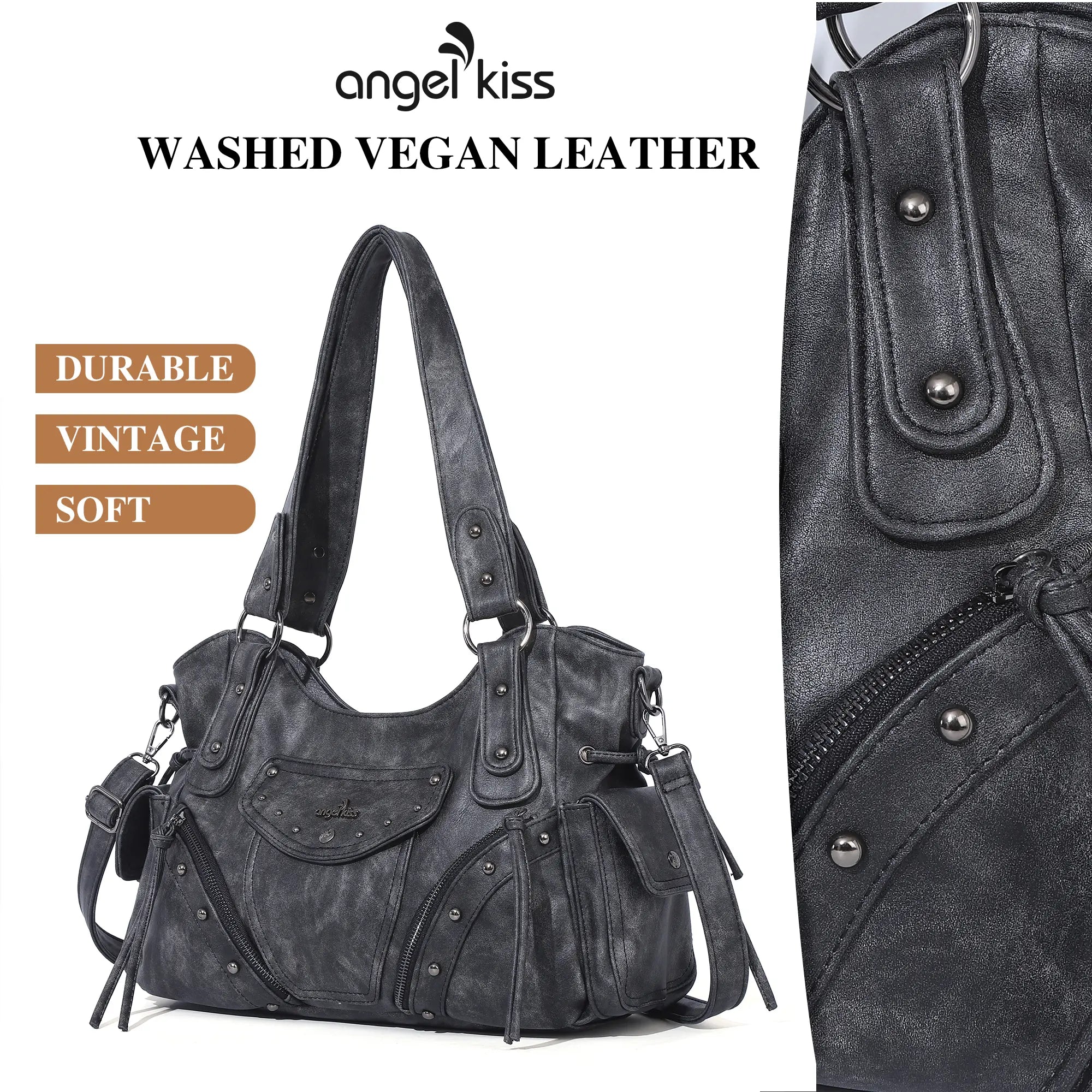 Vintage Textured Vegan Leather Bag – Subtle Luxury