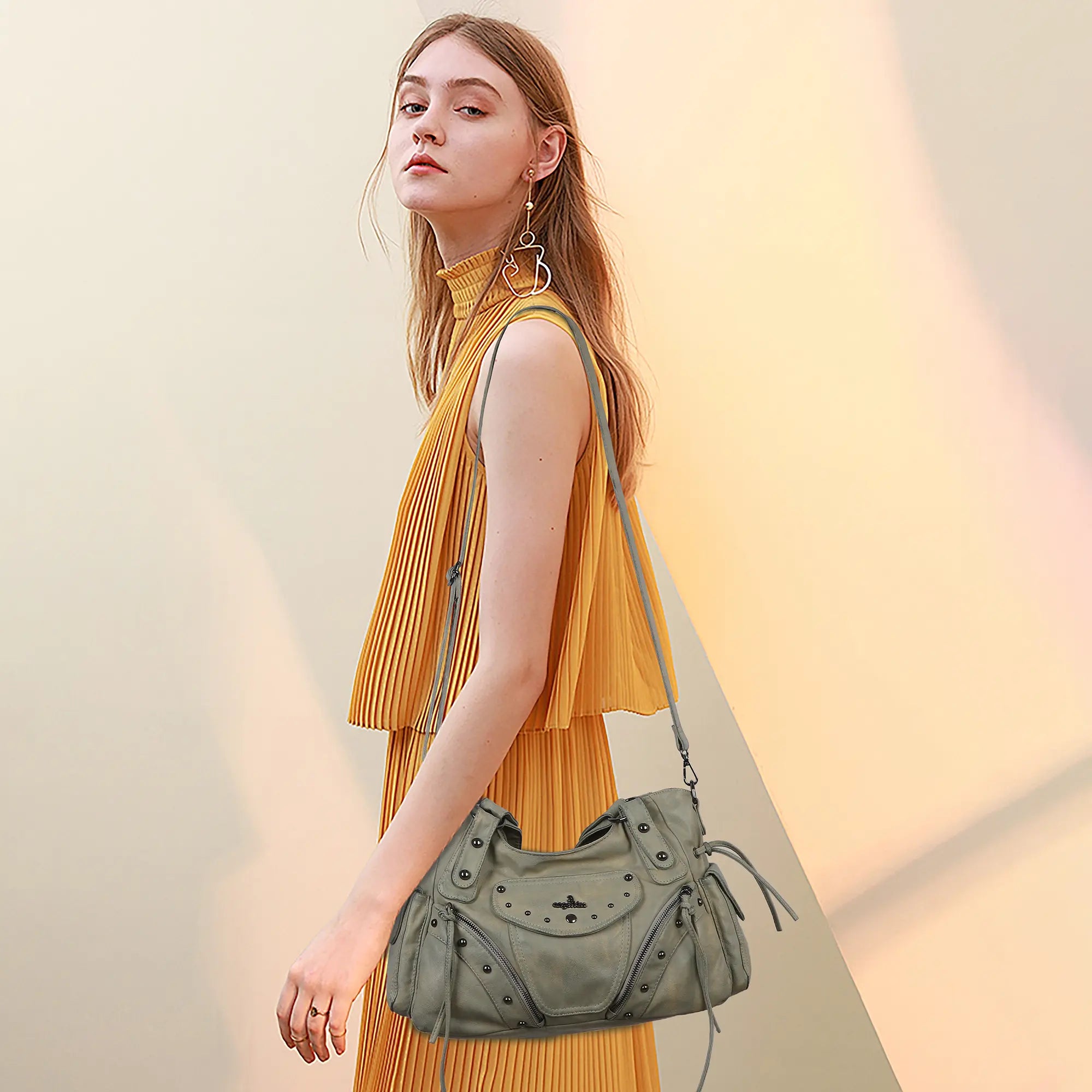 Faded Violet Vegan Leather Tote / Crossbody Bag