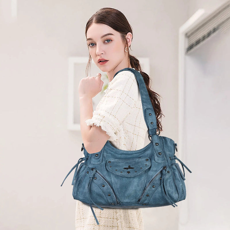 Vintage Textured Vegan Leather Bag – Subtle Luxury