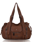 Angelkiss Women’s Vegan Leather Handbag – Soft Large Shoulder Bag with Multi Pockets & Durable Zipper Closure