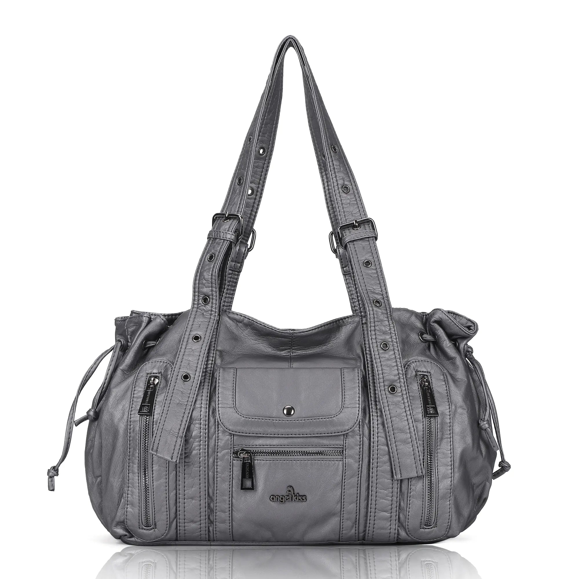 Angelkiss Women’s Vegan Leather Handbag – Soft Large Shoulder Bag with Multi Pockets &amp; Durable Zipper Closure