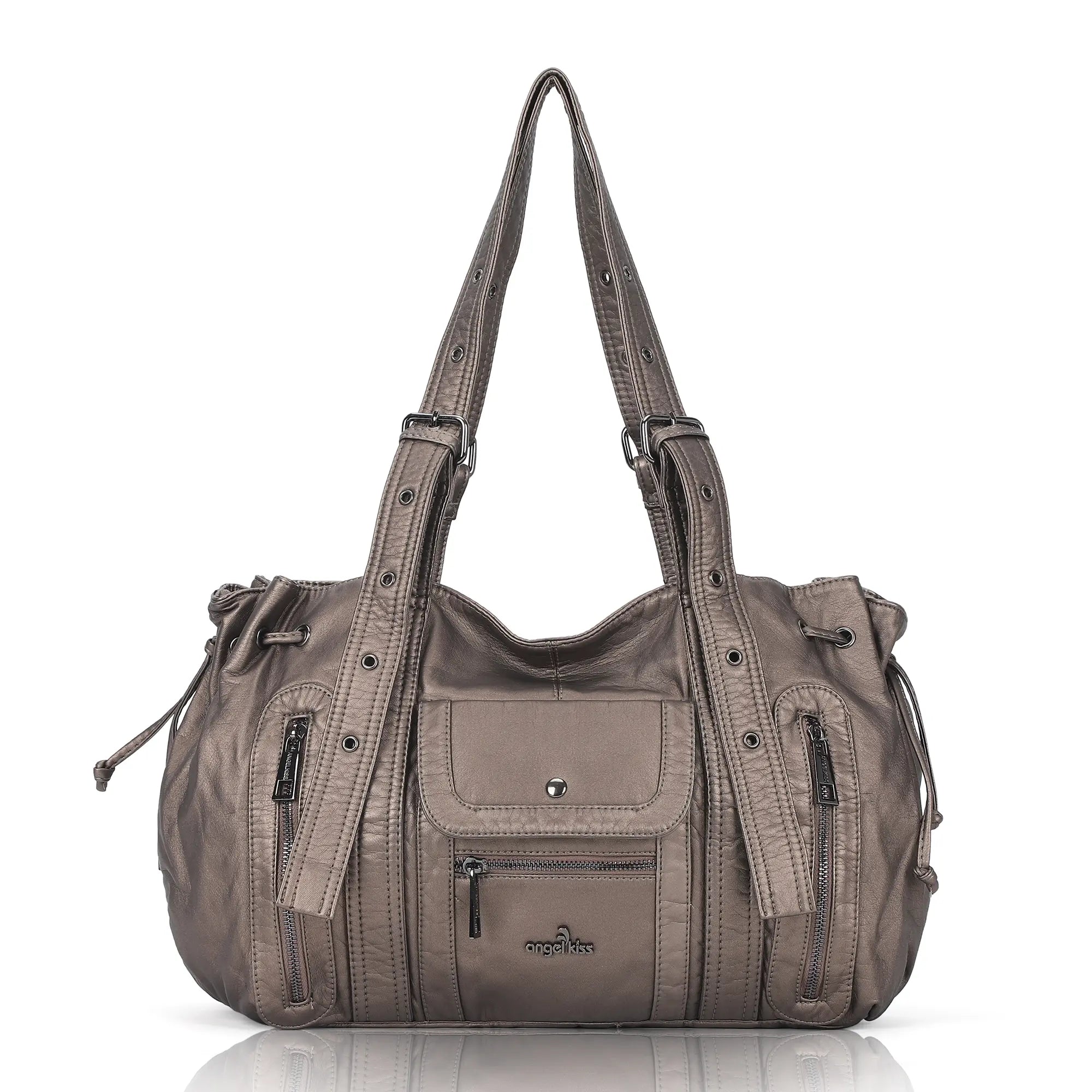 Angelkiss Women’s Vegan Leather Handbag – Soft Large Shoulder Bag with Multi Pockets &amp; Durable Zipper Closure
