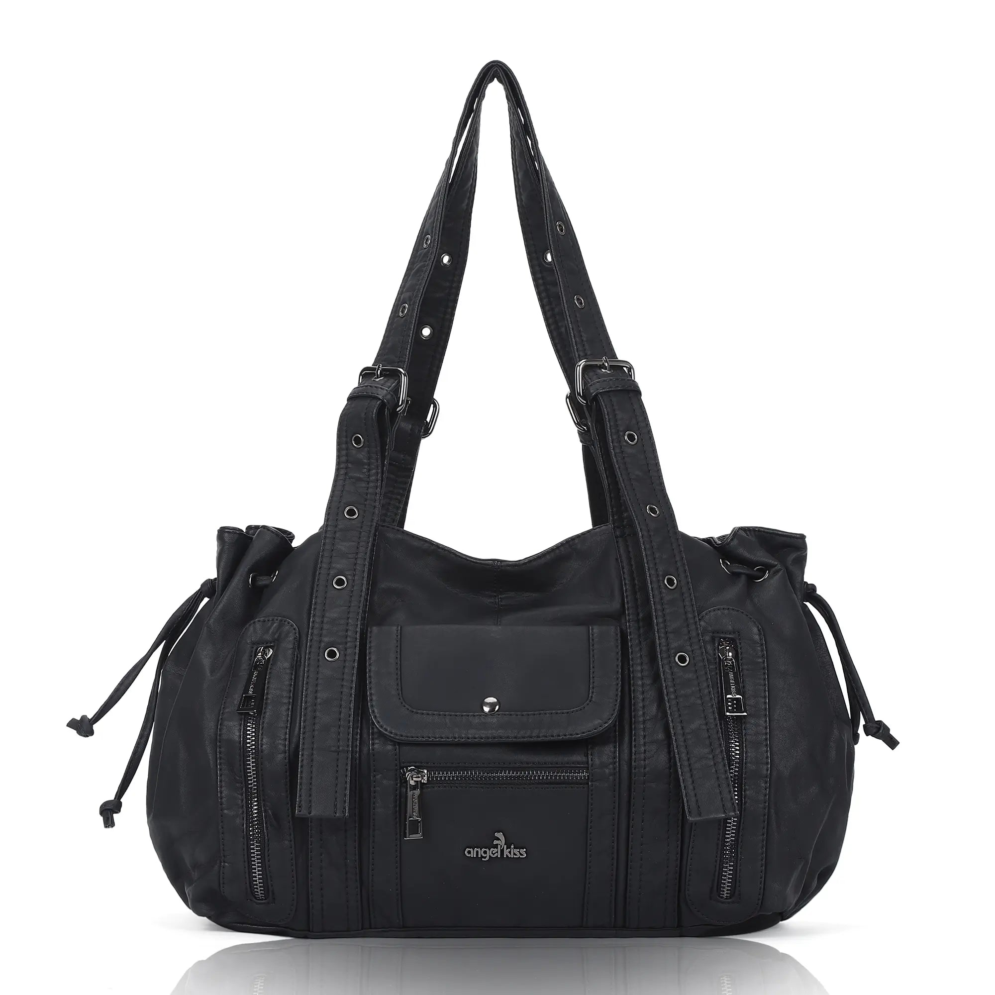 Angelkiss Women’s Vegan Leather Handbag – Soft Large Shoulder Bag with Multi Pockets &amp; Durable Zipper Closure