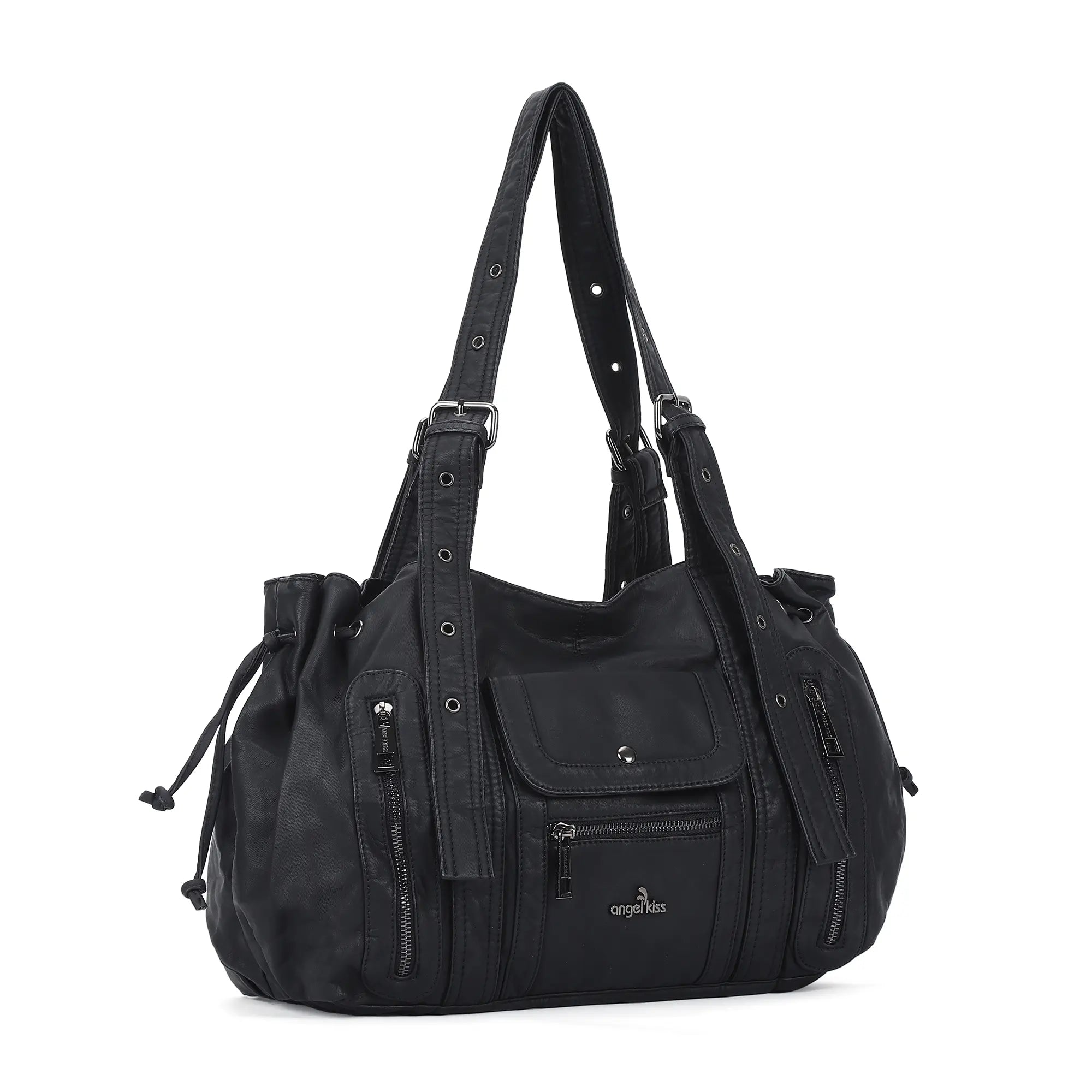 Angelkiss Women’s Vegan Leather Handbag – Soft Large Shoulder Bag with Multi Pockets &amp; Durable Zipper Closure