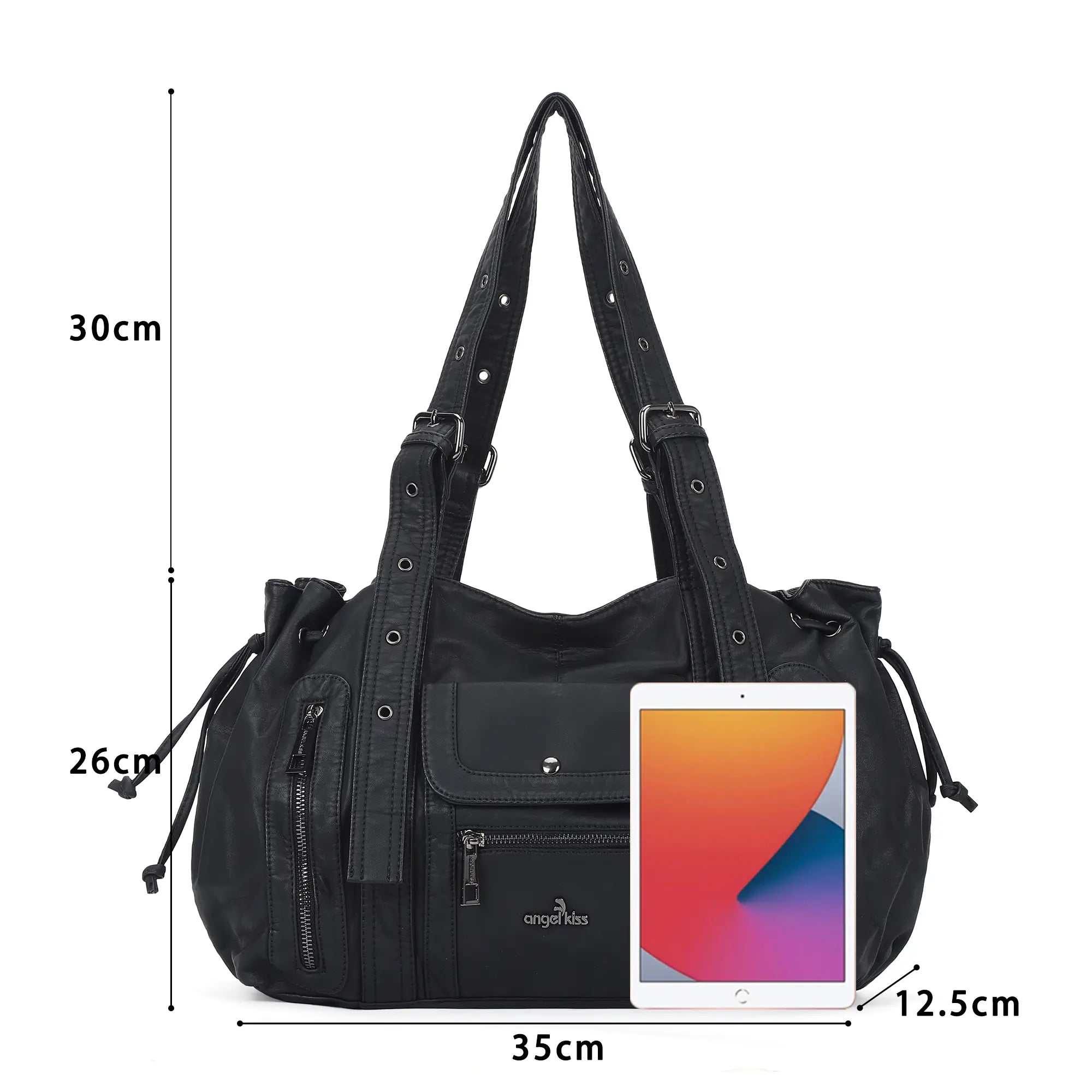 Angelkiss Women’s Vegan Leather Handbag – Soft Large Shoulder Bag with Multi Pockets &amp; Durable Zipper Closure