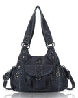 Angelkiss Women’s Vegan Leather Shoulder Handbag – Multi-Pocket Vintage Tote Bag with Adjustable Strap