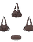 Angelkiss Women’s Vegan Leather Shoulder Handbag – Multi-Pocket Vintage Tote Bag with Adjustable Strap