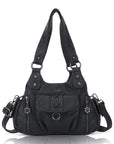 Angelkiss Women’s Vegan Leather Shoulder Handbag – Multi-Pocket Vintage Tote Bag with Adjustable Strap