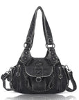 Angelkiss Women’s Vegan Leather Shoulder Handbag – Multi-Pocket Vintage Tote Bag with Adjustable Strap