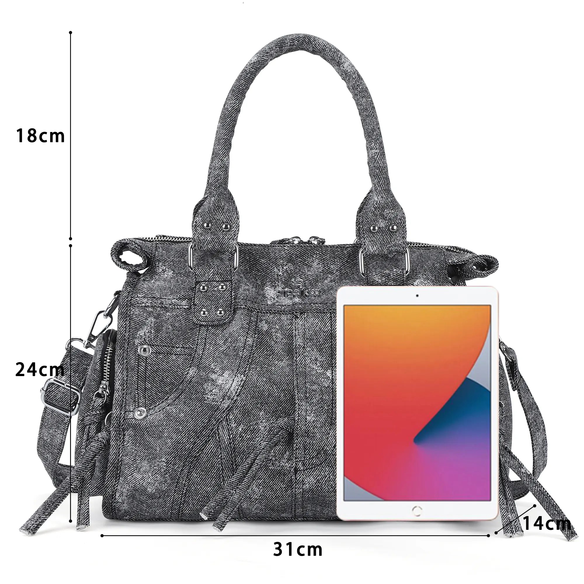 Minimalist Fashion Printed Vegan Leather Shoulder Tote