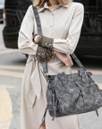 Minimalist Fashion Printed Vegan Leather Shoulder Tote