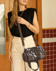 Retro Trend Patchwork Leopard Print Vegan Leather Shoulder Tote Bag