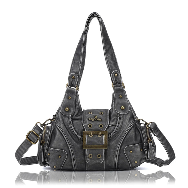 Retro Trend Patchwork Leopard Print Vegan Leather Shoulder Tote Bag