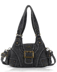 Retro Trend Patchwork Leopard Print Vegan Leather Shoulder Tote Bag