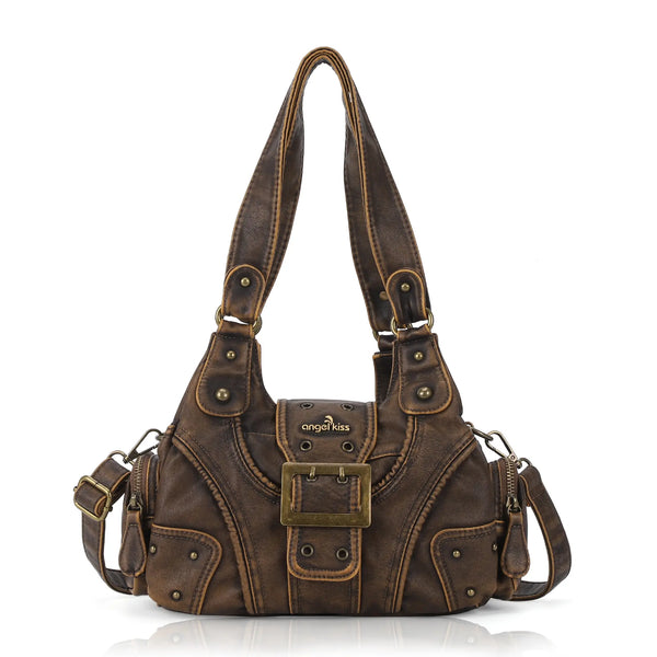 Retro Trend Patchwork Leopard Print Vegan Leather Shoulder Tote Bag