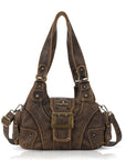 Retro Trend Patchwork Leopard Print Vegan Leather Shoulder Tote Bag