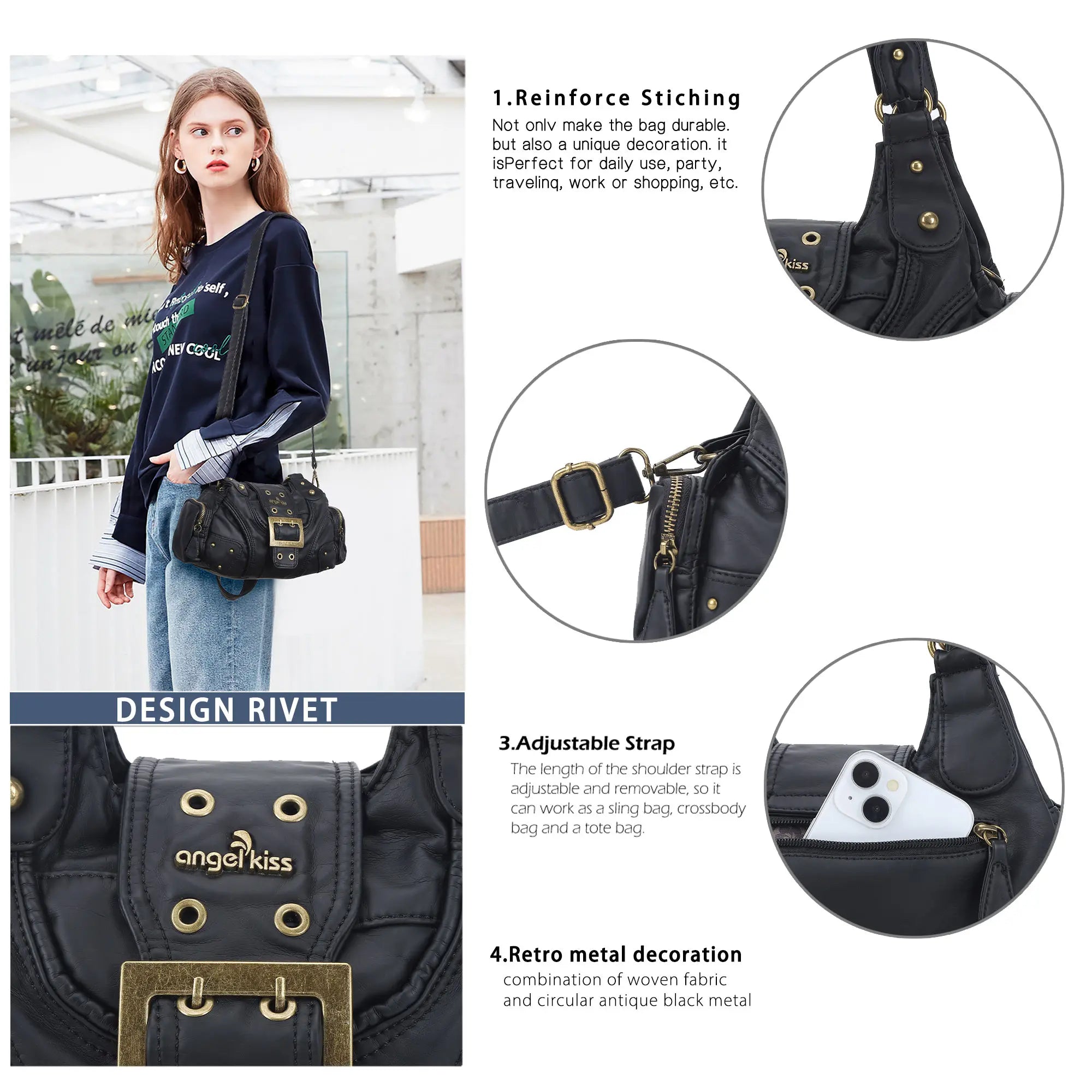 Retro Trend Patchwork Leopard Print Vegan Leather Shoulder Tote Bag