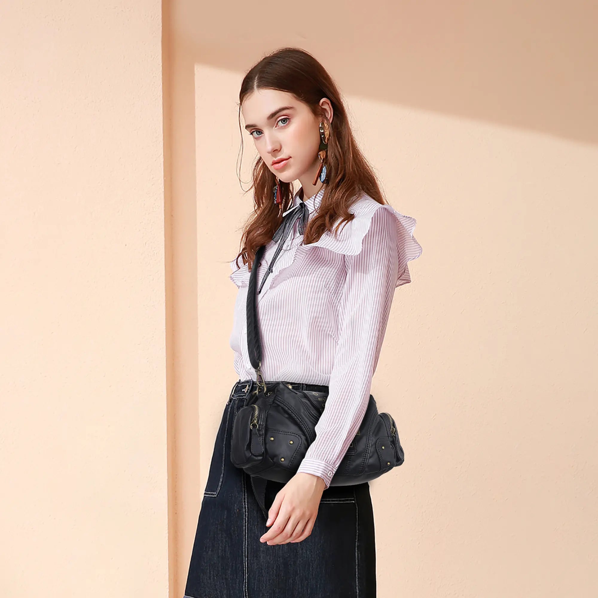 Retro Trend Patchwork Leopard Print Vegan Leather Shoulder Tote Bag