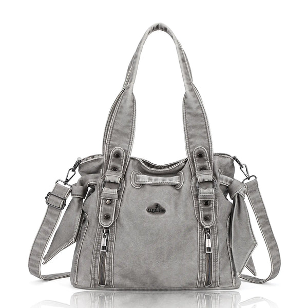 Angelkiss Vintage PU Tote Bag | Large Capacity Shoulder & Crossbody Handbag for Everyday Use