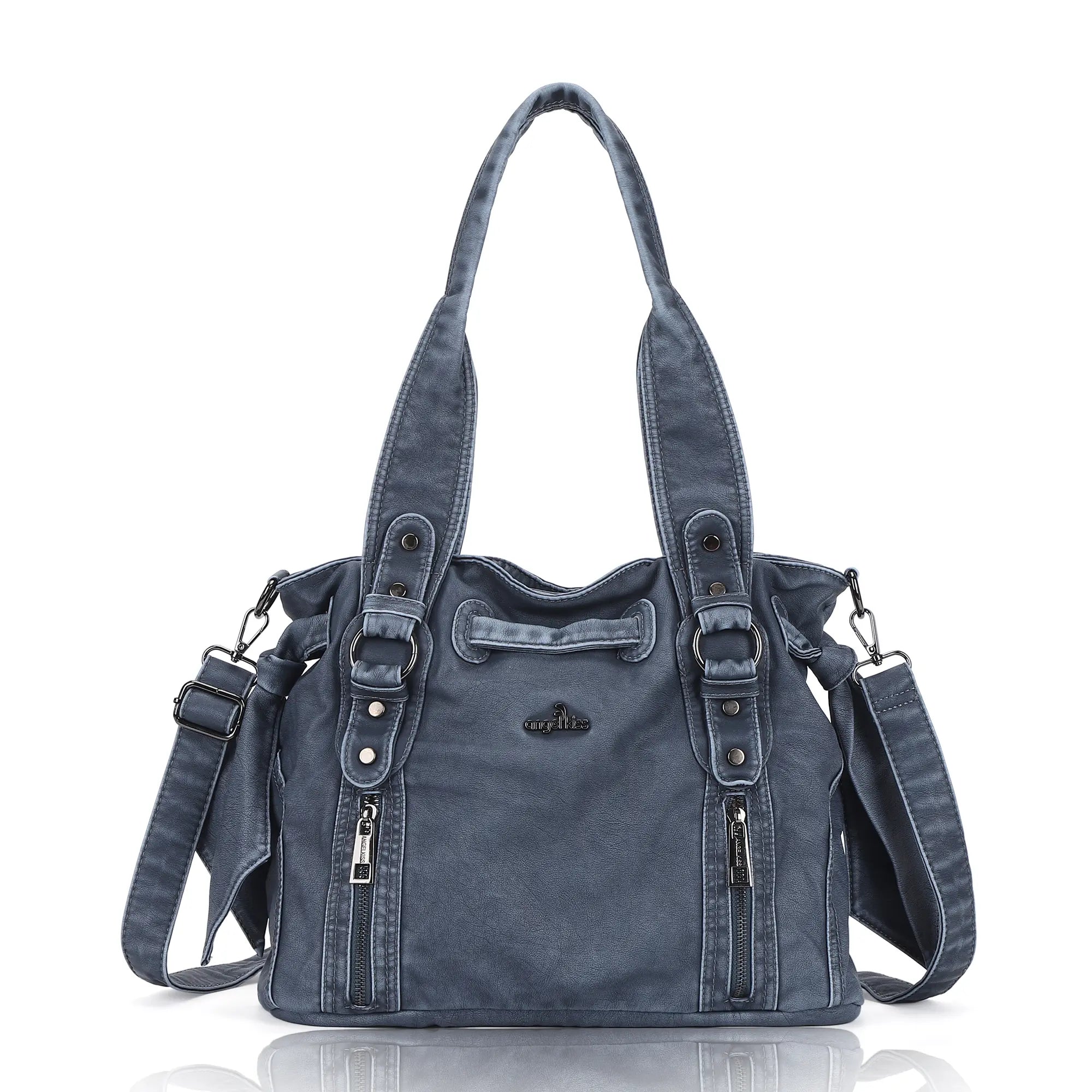 Angelkiss Vintage PU Tote Bag | Large Capacity Shoulder &amp; Crossbody Handbag for Everyday Use