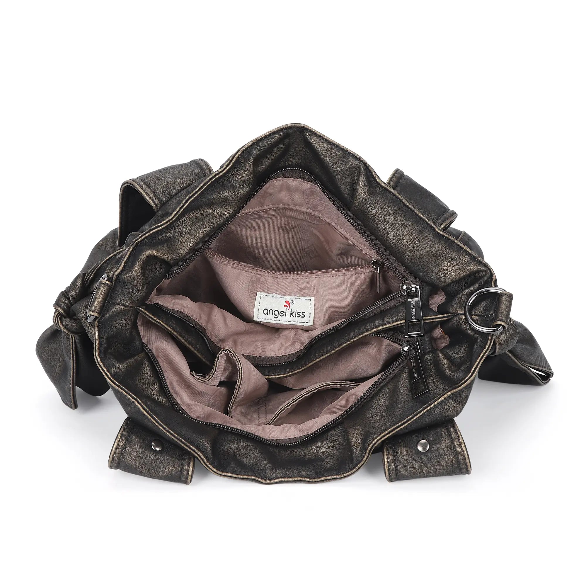 Angelkiss Vintage PU Tote Bag | Large Capacity Shoulder &amp; Crossbody Handbag for Everyday Use