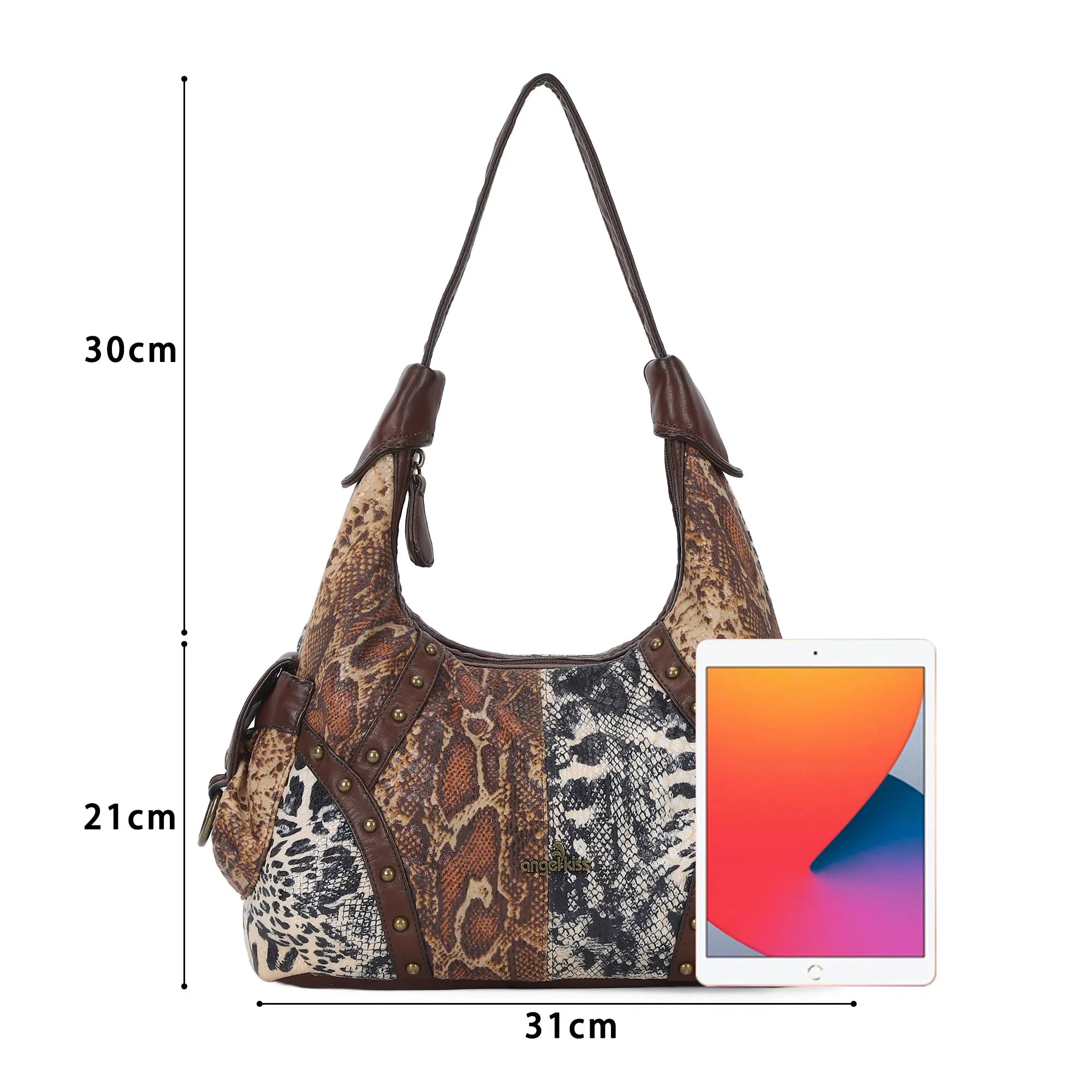 Modern Trendy Vintage Vegan Leather Hobo Tote Shoulder Bag