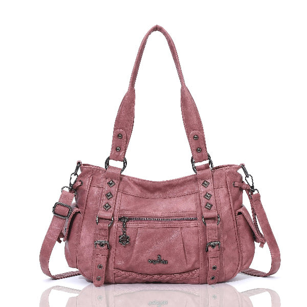 Vintage Studded Vegan Leather Everyday Bag | Custom Hardware