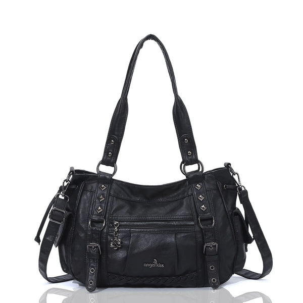 Vintage Studded Vegan Leather Everyday Bag | Custom Hardware