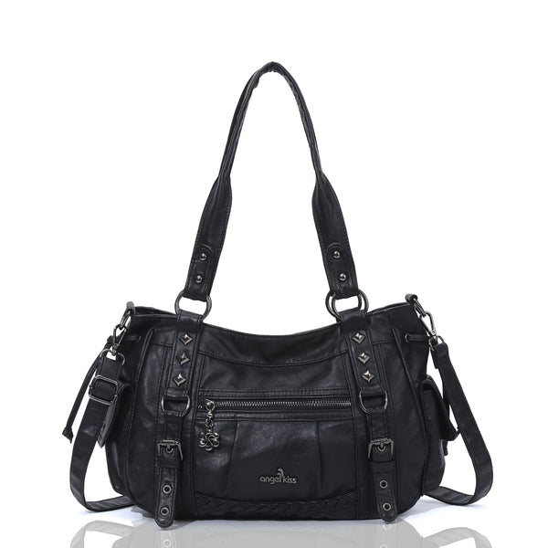 Vintage Studded Vegan Leather Everyday Bag | Custom Hardware